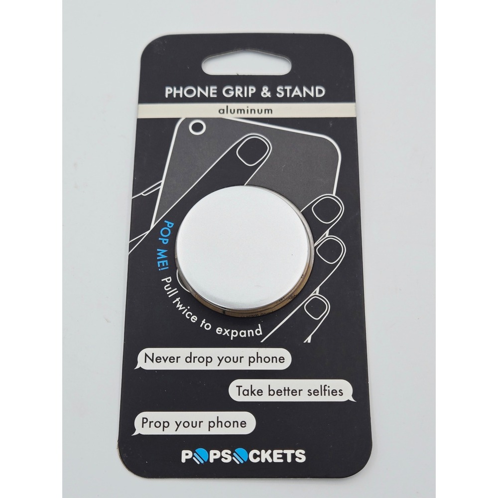 PopSockets Aluminum Silver Phone Grip‎ and Stand Metallic Expandable Socket NEW